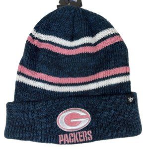 Green Bay Packers NFL '47 Brand  Marled Stripe Knit Beanie Hat Cap Blue Pink